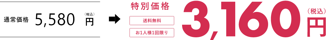通常価格5,580円(税込)→特別価格【送料無料】【お1人様1回限り】3,160円(税込)